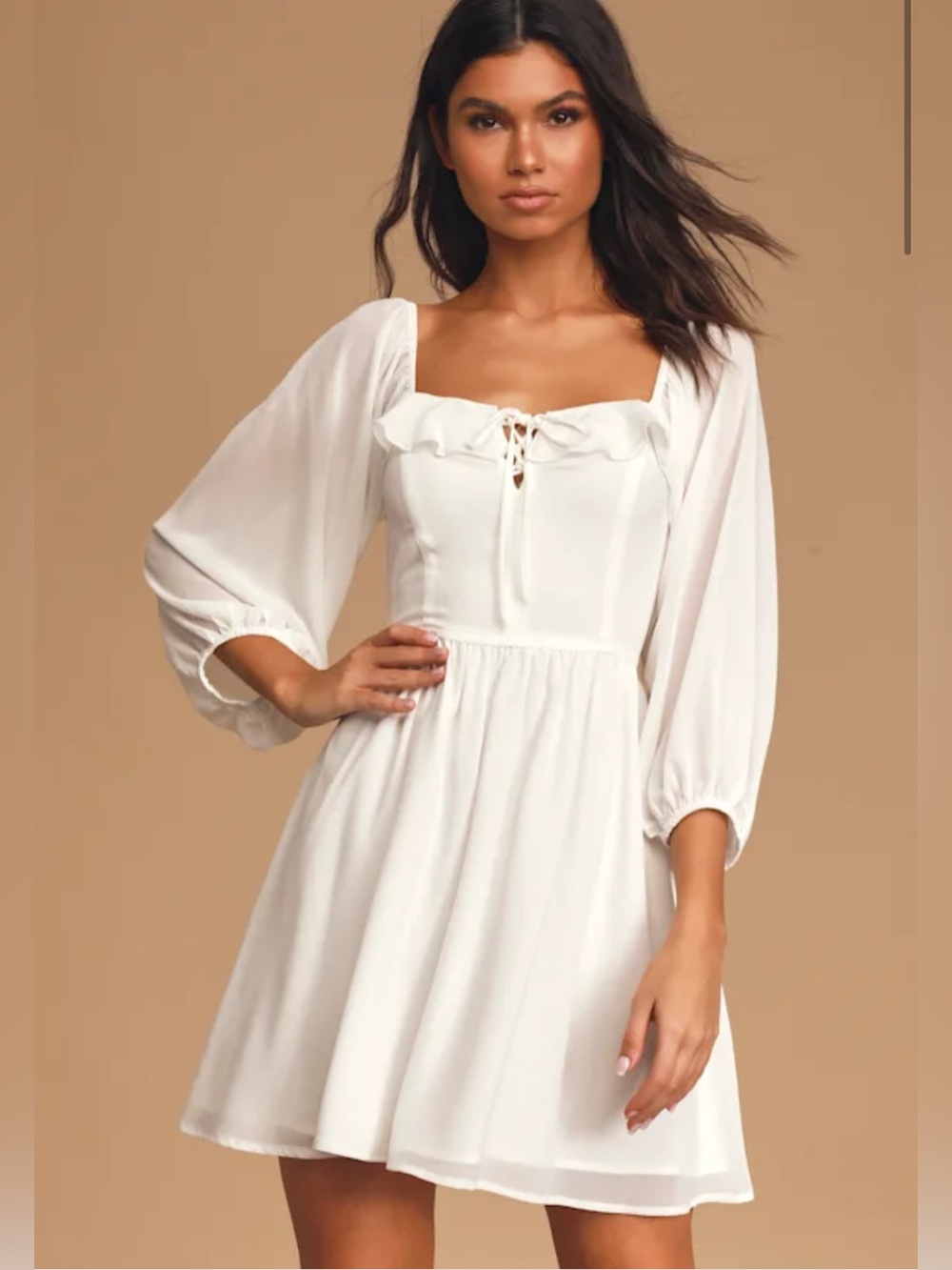 Lulu's White Long Sleeve Dress